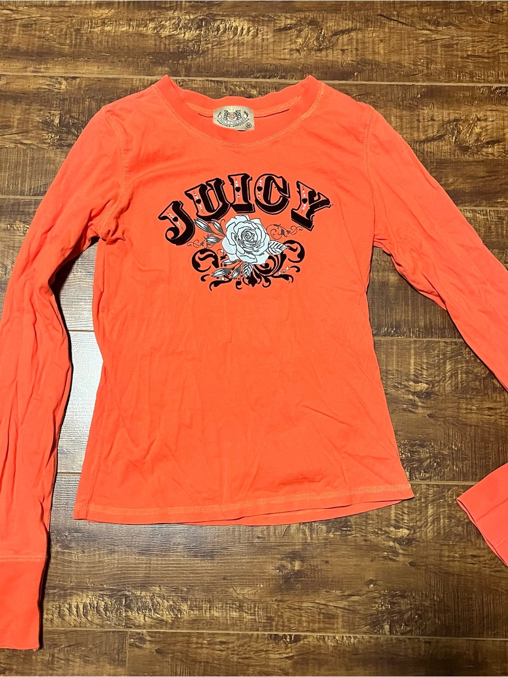 Juicy Couture Bright Orange Long-Sleeve Graphic Tee vintage y2k
